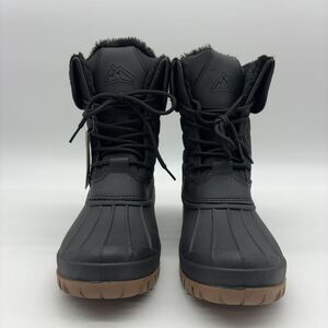 No Name Women's Black Waterproof Insulated Snow Boots Lace-Up Mid Calf Duck Boot